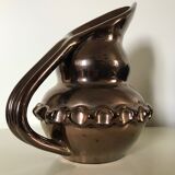 Pitcher ceramic iridescent signed Vallauris Giraud