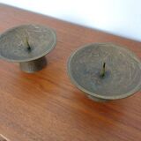 Brutalist Bronze Candleholders, 1960s, Set of 2
