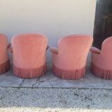 Série de 4 Fauteuils crapauds en velours ancien 1930s