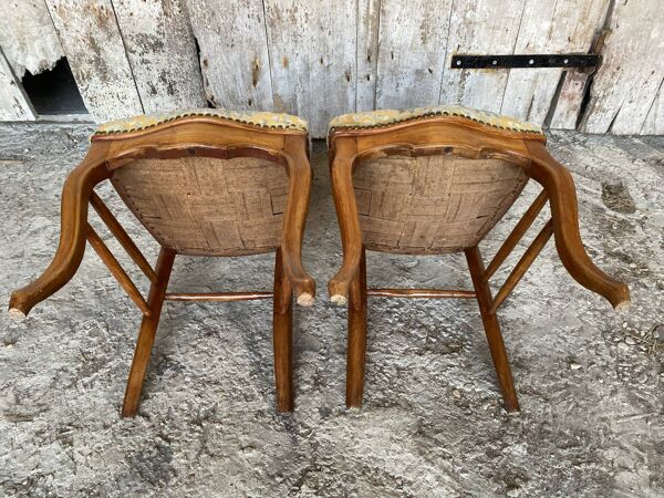 Paire chaises anciennes louis philippe bois + assise tissu XlXeme vintag