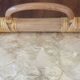 Plateau nacre et rotin vintage