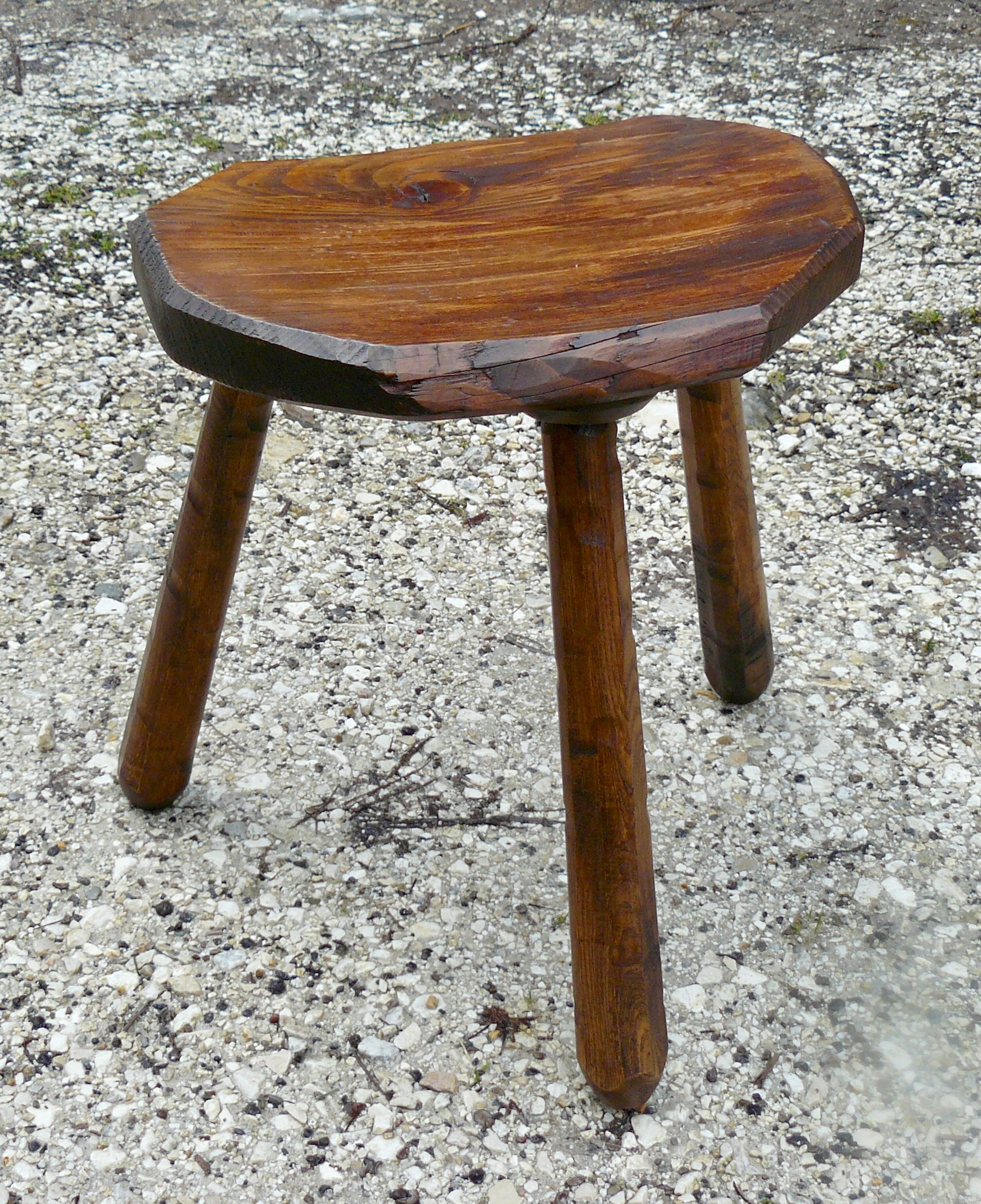 Vintage brutalist tripod stool 1960s