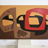 Tableau (panneau bois peint sans fixation). Formes libres, années 70