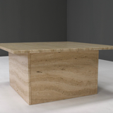 Square travertine coffee table, Italy 1970