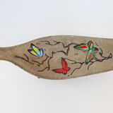 Fruit bowl tripod 1950 ceramic of vallauris in decoration of butterflies years 50 / 60 vintage