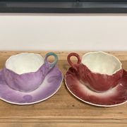 Pair of Art Nouveau barbotine lunches signed Lunéville