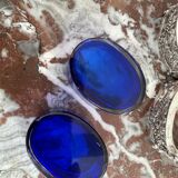 Antique, pair of salerons, silver plated, goldsmith hallmark, putti decoration, grape