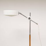 Vintage chrome leather floor lamp mid-century Atelje Lyktan, Sweden