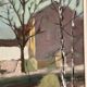Original Swedish Oil on Canvas - "Landscape with Trees and Buildings" by Ingvar Björk - 1948 - Vintage - Framed - 62 × 48 cm (24.4" × 18.9")