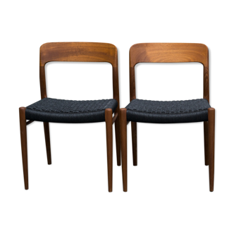 Chaises moller 75 en corde noire