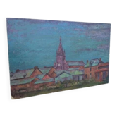 Huile sur papier toilé vue de jour