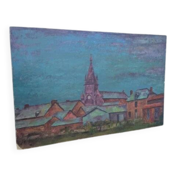 Oil on canvas paper view by day