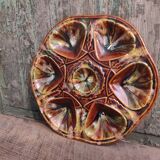 Vintage French oyster plate in Majolica from Vallauris
