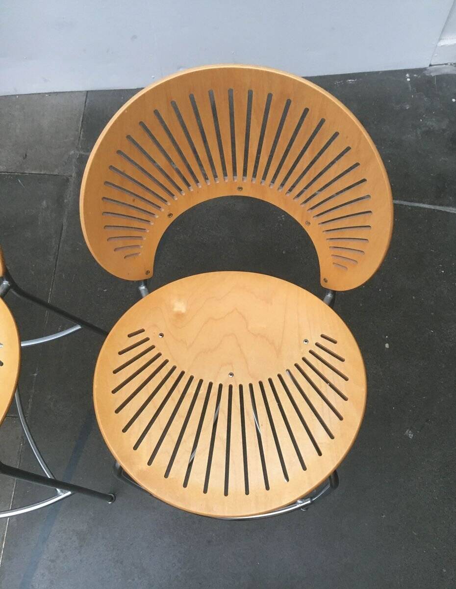 Trinidad stools and table by Nanna Ditzel for Fredericia, 1990s, set of 4.