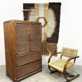 Vintage rattan bamboo cabinet 'Bohemian nature'
