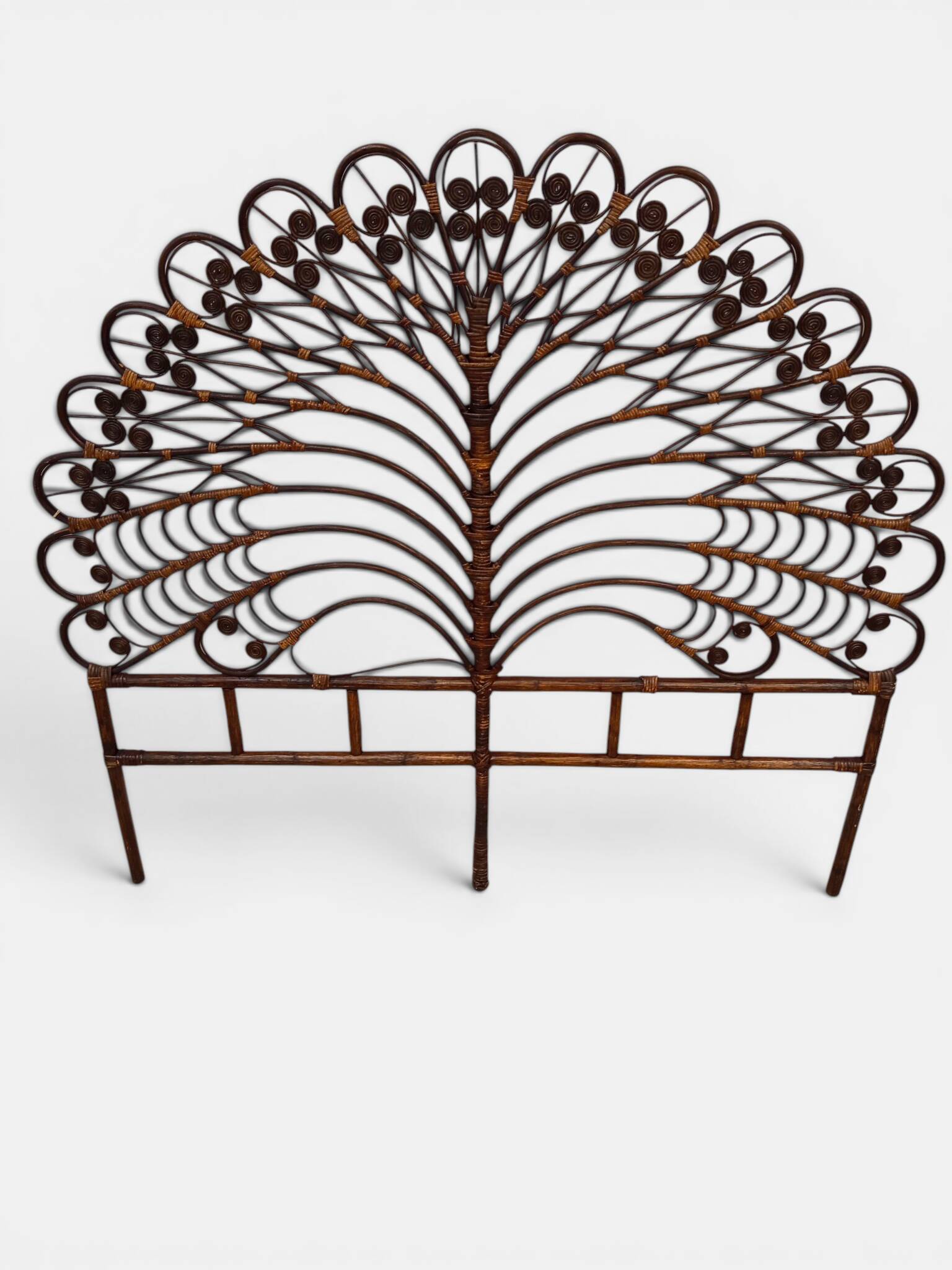 Large "Peacock" rattan headboard – Peacock model – France, 1970s