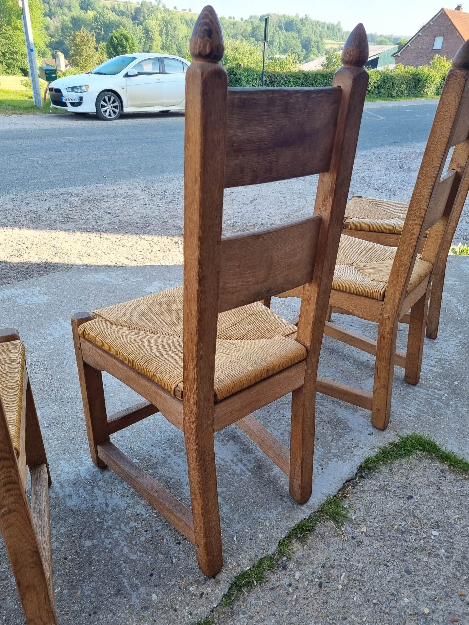 suite of 6 brutalist chairs