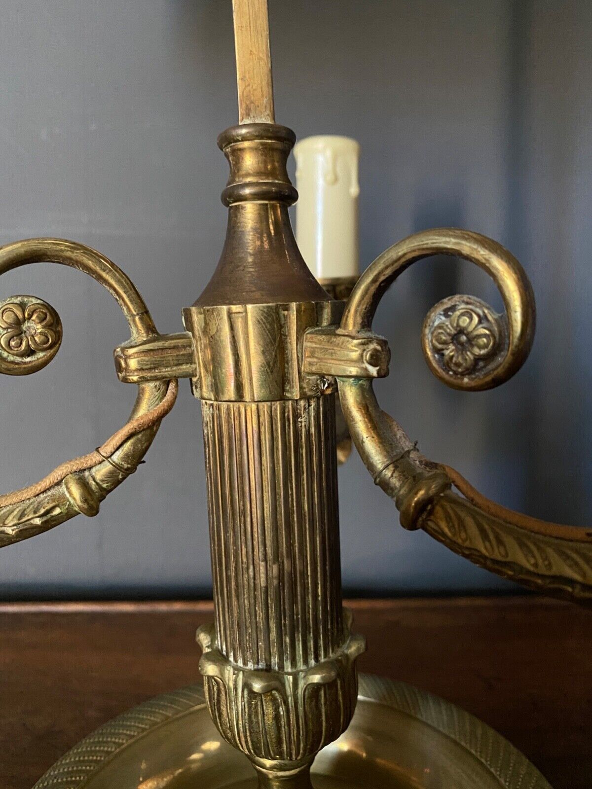 Lamp bouillotte bronze lampshade in sheet style empire mid-twentieth