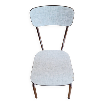 Chaise en formica bleu très clair inox
