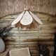 Iris flower pendant – 16 petals made of rattan and raffia