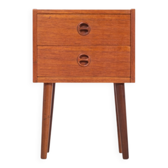 Bedside Table with 2 Drawers in Teak, Denmark, 1960s
