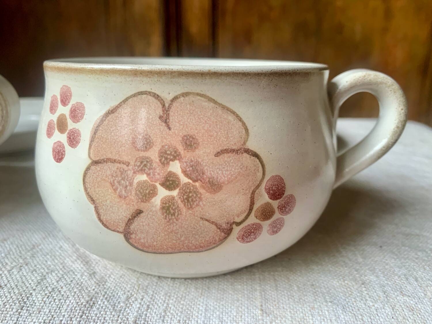 Two large Denby Gypsy stoneware English breakfast mugs