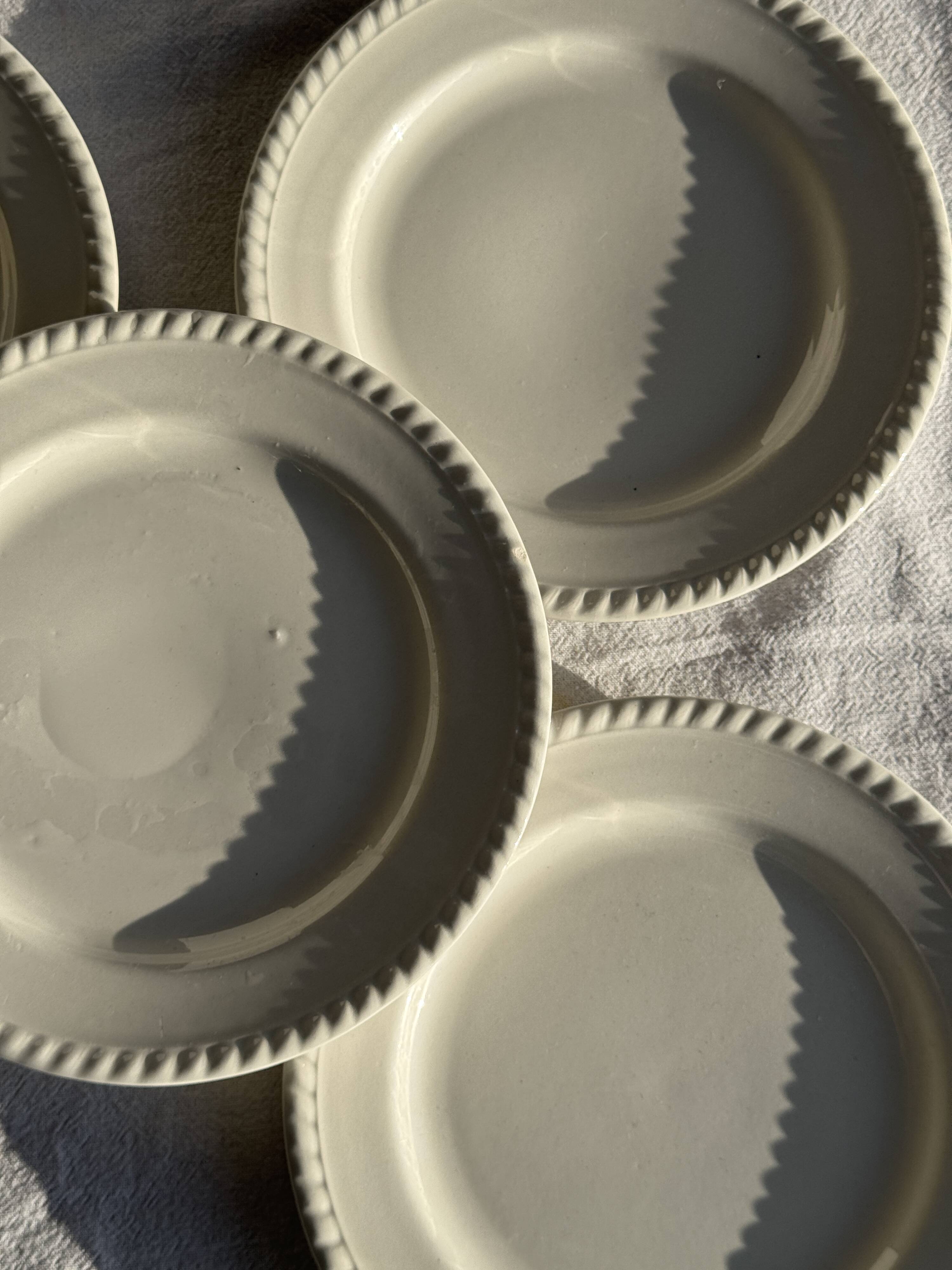 Set of 4 small white earthenware dessert plates D20