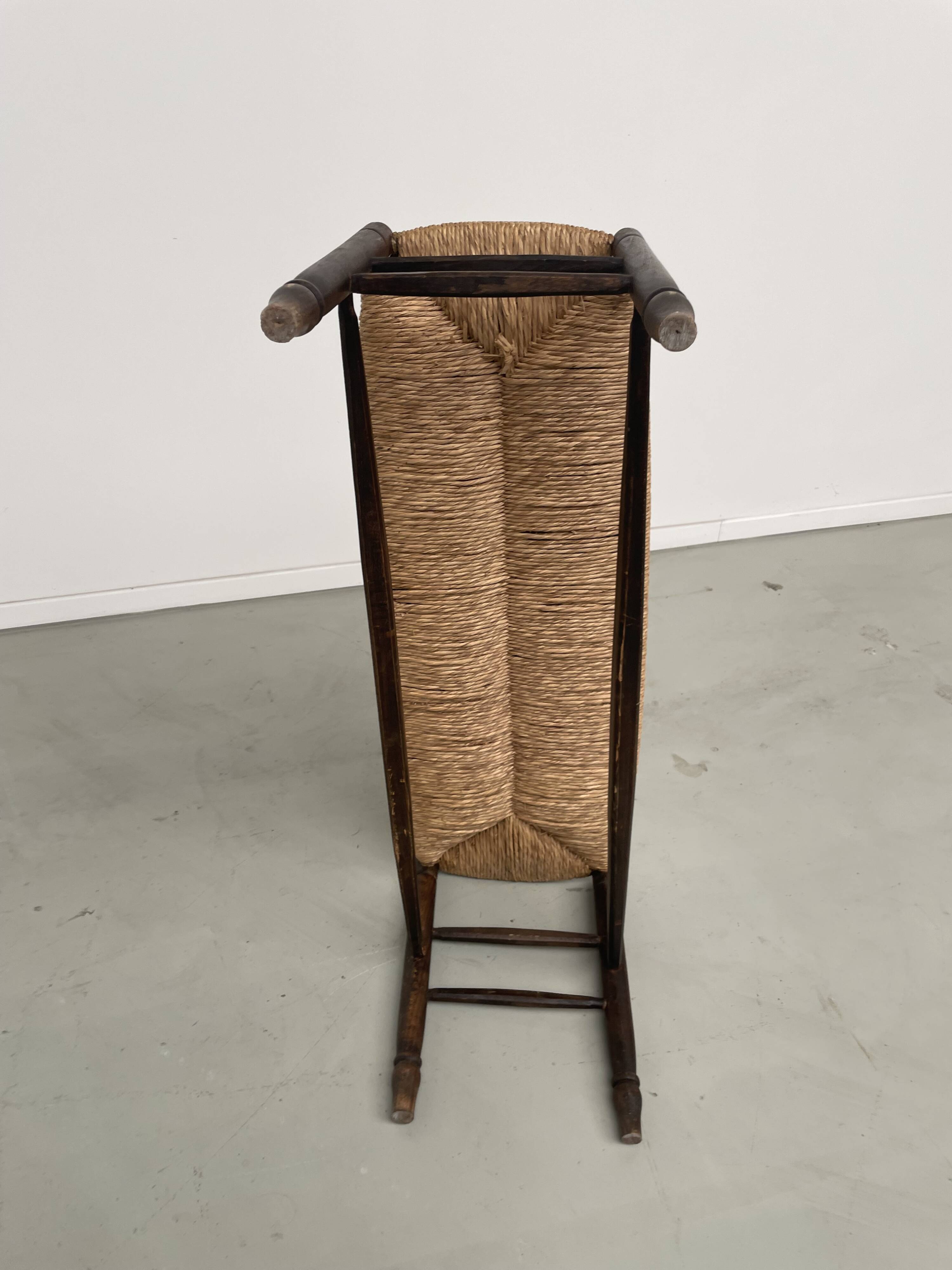 Oak and straw farm bench