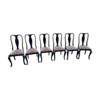 Set of six chairs " Chippendale " seat upholsterer