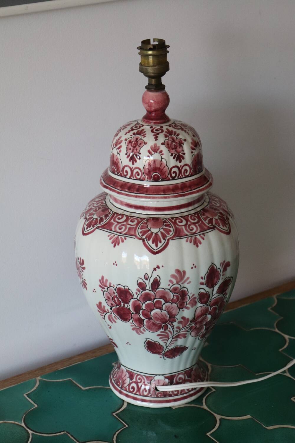 Vintage red holland ceramic lamp