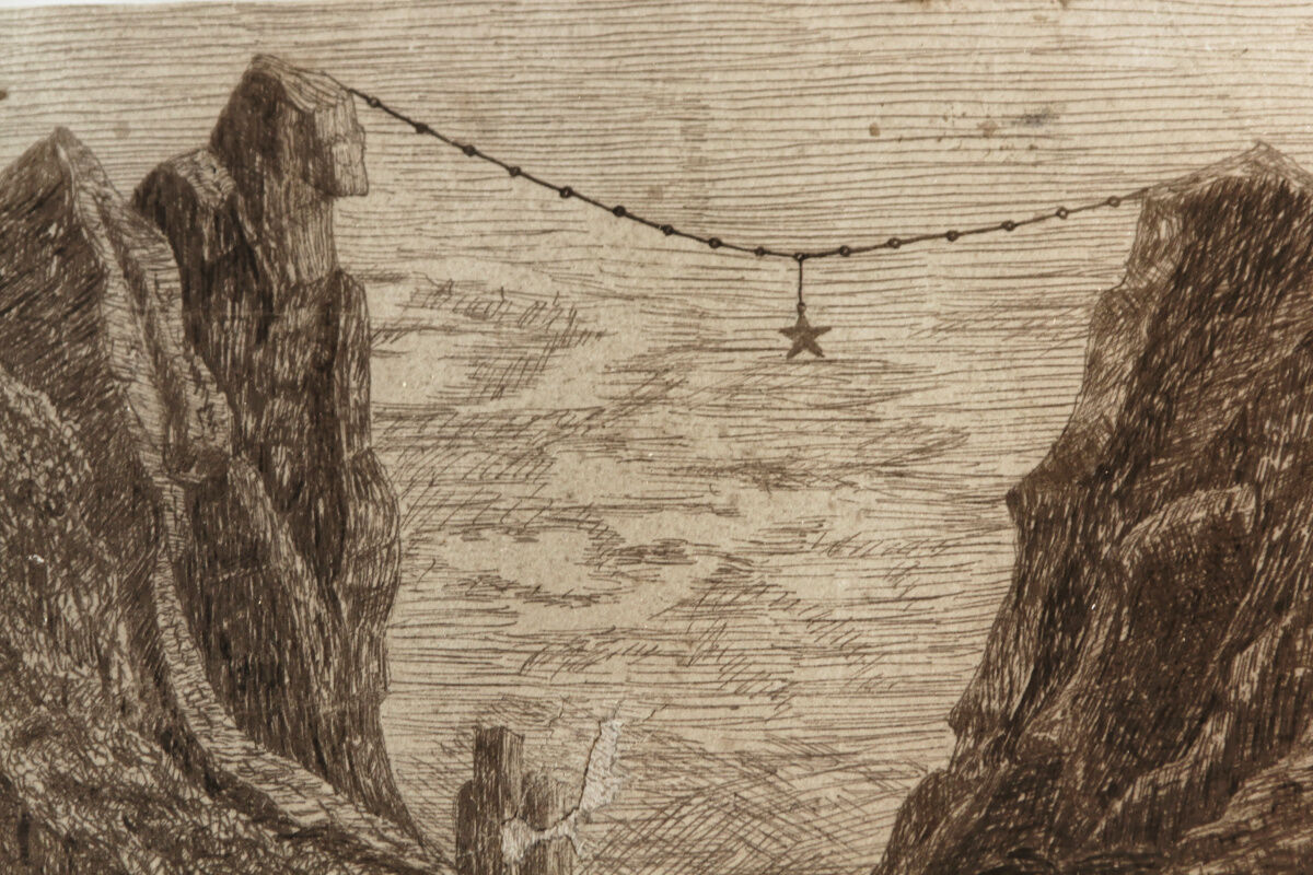 Old drawing, moustiers sainte marie