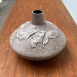 Large vase in German pottery from the mid-century with a crane ornament from Cortendorf.