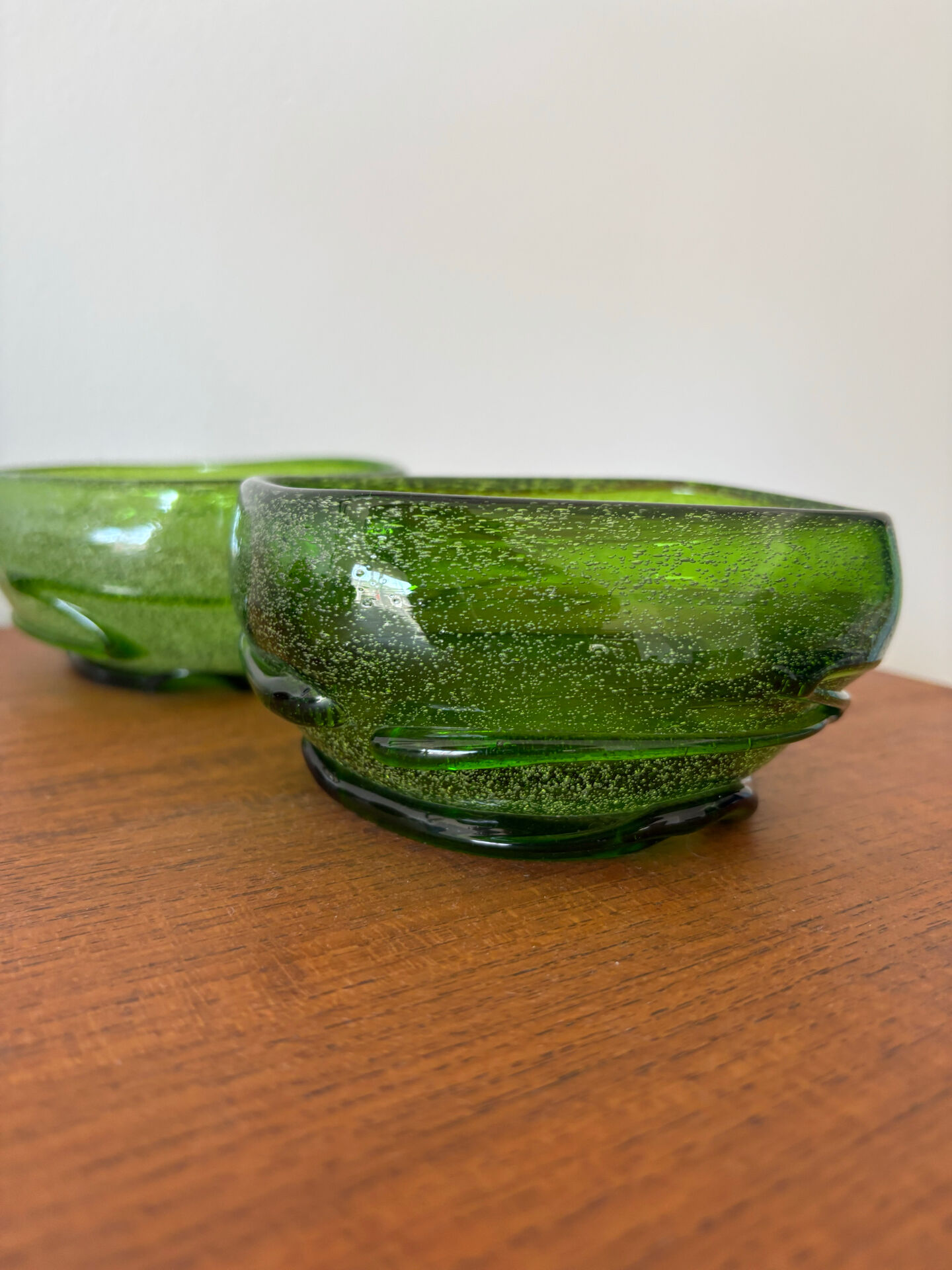 Lot de 2 coupelles en verre soufflé vert vintage Coupelles artisanales