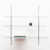 Wall rack 'sail' in chrome and glass