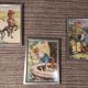 Set of 5 illustrations framed in glass the Fables of La Fontaine