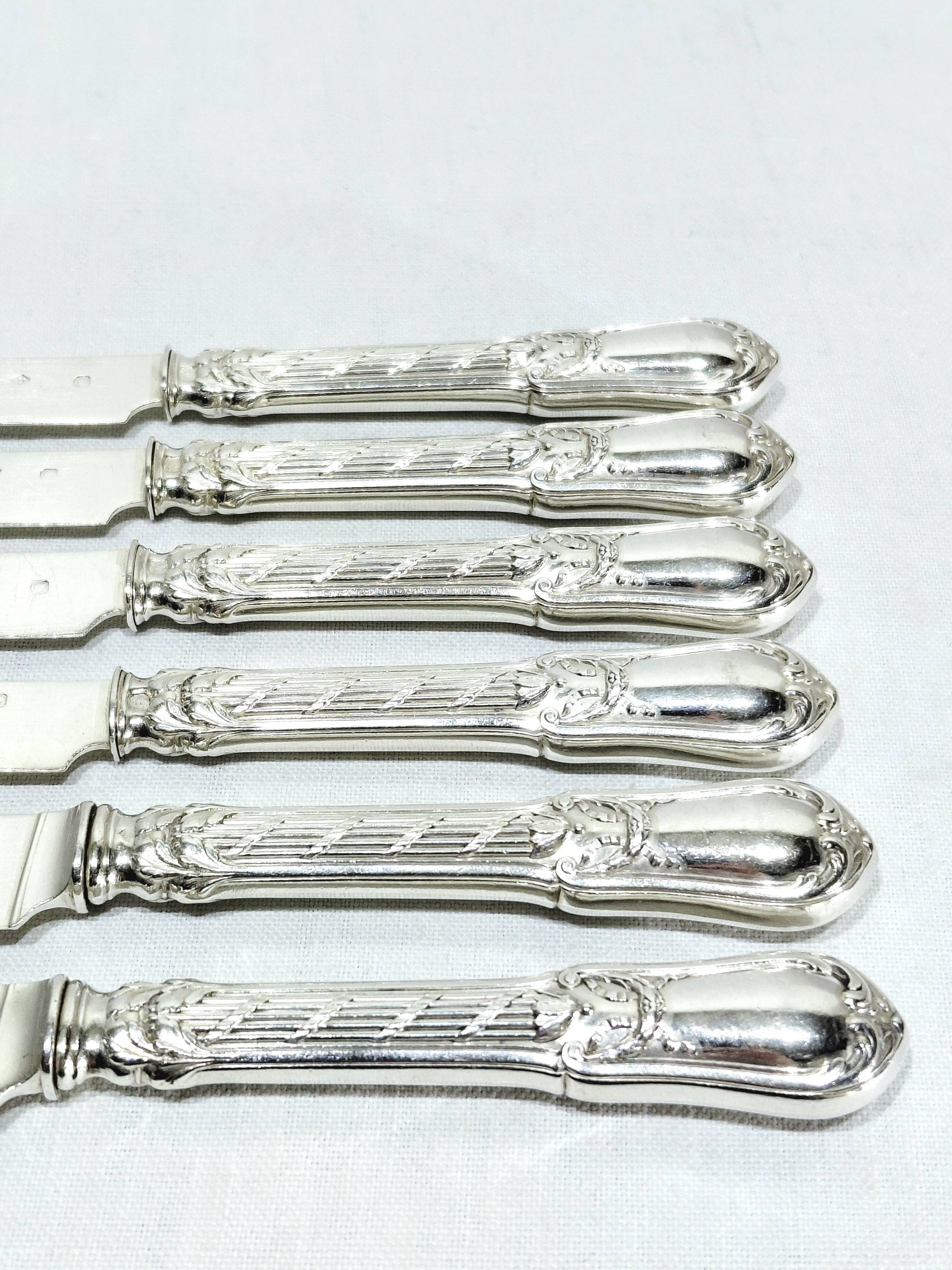 GEORGES FLAKENBERG - 6 SILVER FRUIT KNIVES