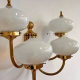 Big XXL brass and glass wall lamp in Art Deco, Art Nouveau style, around 1980s