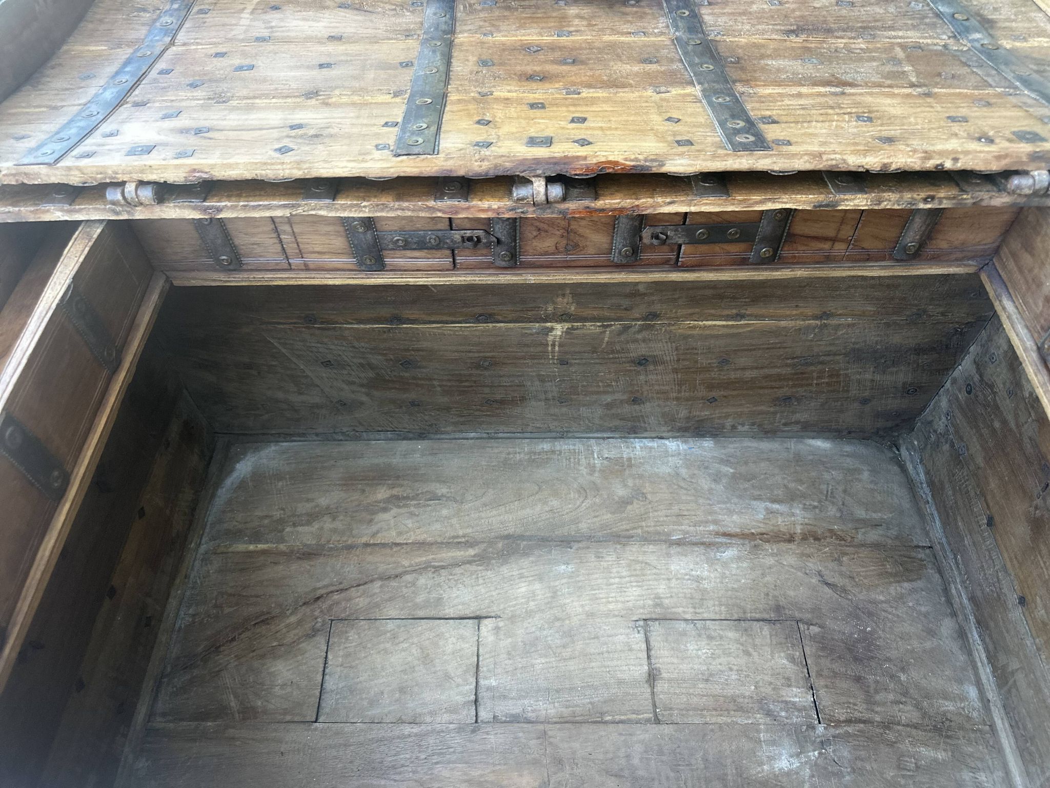 Imposing Indian Chest in Exotic Wood and Wrought Iron