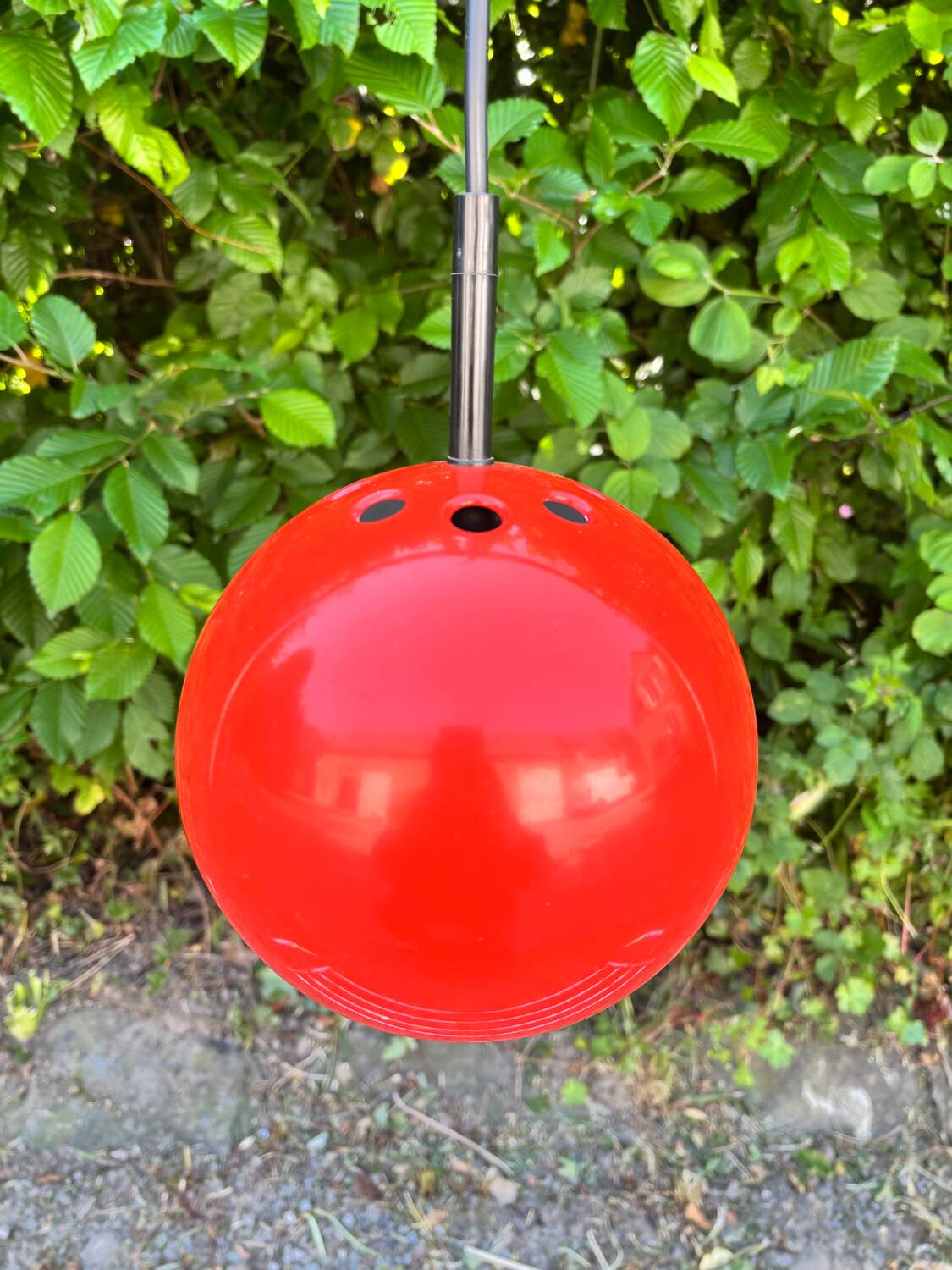 Orange metal eye ball pendant light by LITA vintage 1970