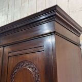 19th-century English mahogany three-door wardrobe.