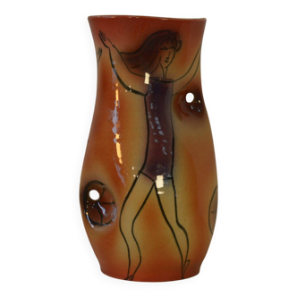 Accolay Dancer Ceramic Vase Signed JC 1960s