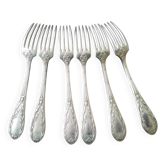6 Fourchettes de table Métal argenté Apollo Modèle Acanthe