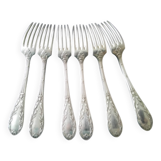 6 Apollo Silver Metal Table Forks Acanthe Model
