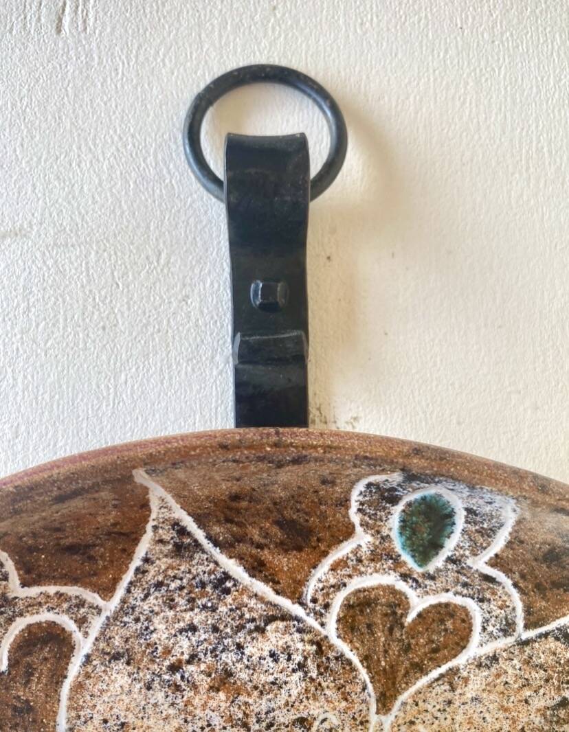 Ceramics by B. Buffat and its wrought iron support, 1970s