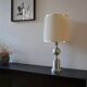 See delmas lamp 70's with fabric and metal lampshade