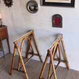 Pair of vintage rattan trestles