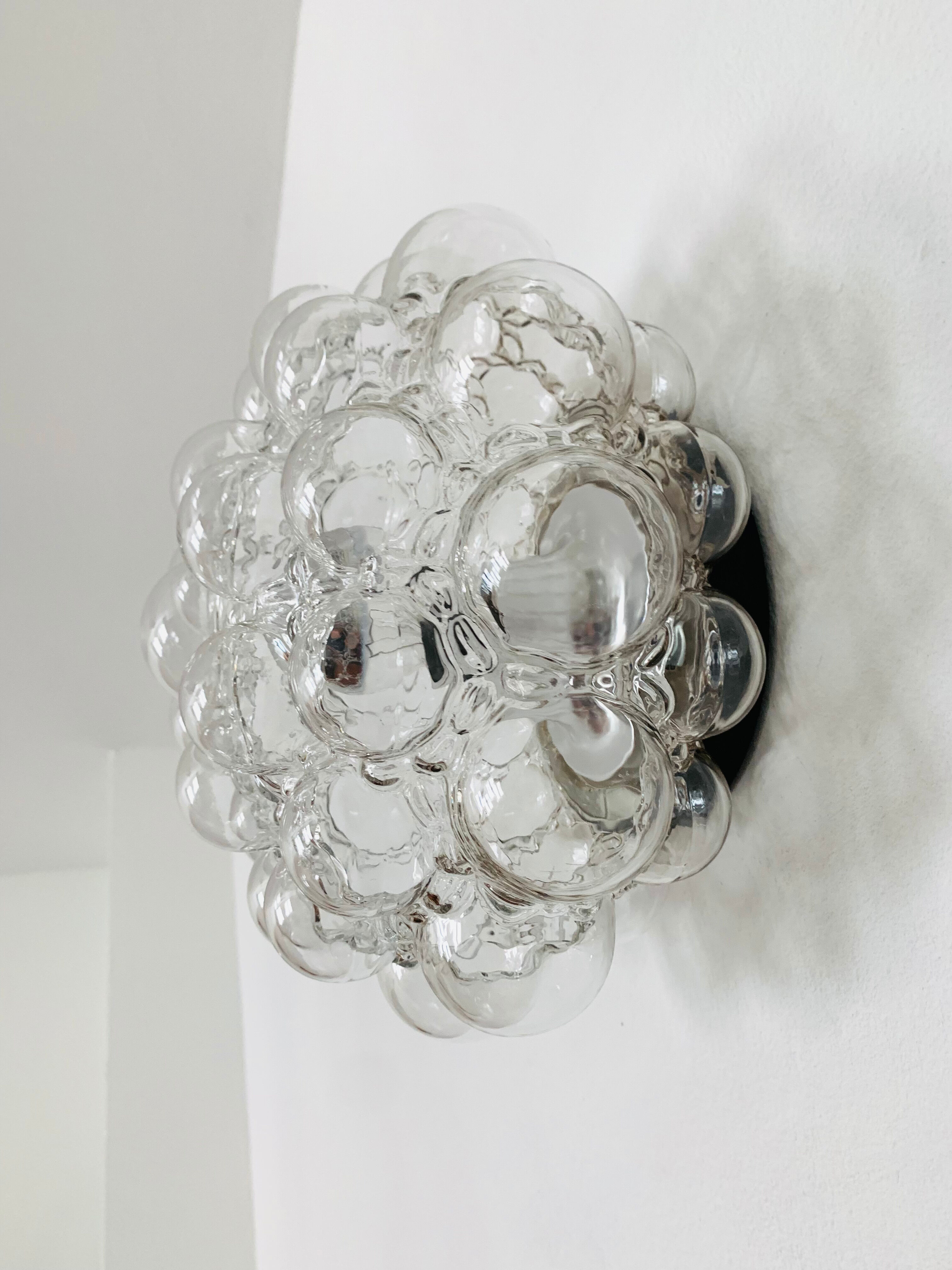 Bubble glass wall lamp or flush light by Helena Tynell for Glashütte Limburg