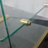 Table d’appoint vintage en verre sur roulettes