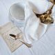 6 linen napkins with perforated lace for breakfast or lunch