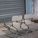 Pair of folding director's chairs by Lafuma